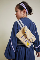 LMN3 Girls Blue Dress with Sherpa bag accessory